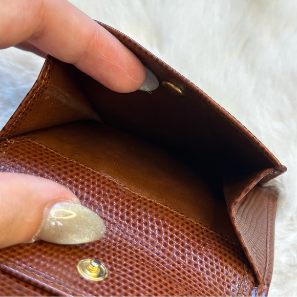 Salvatore Ferragamo Vintage Brown Lizard Embossed Leather Wallet - Picture 15 of 17